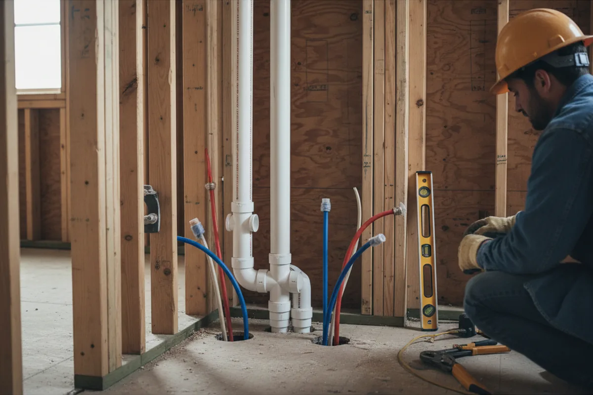 Drain and supply rough-in during Leak Detection in Egg Harbor Township