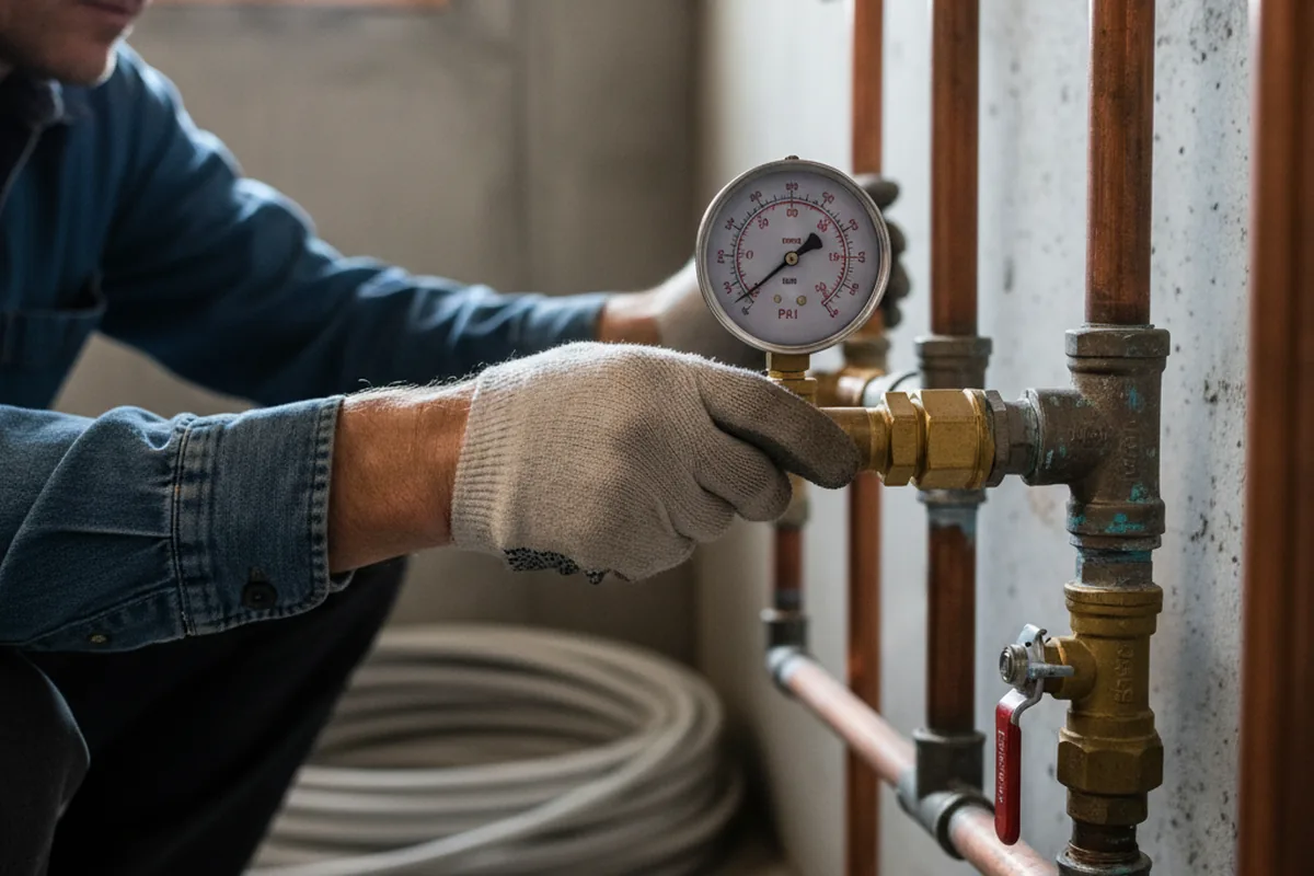 Pressure testing a repaired line during Water Line Repair in Egg Harbor Township